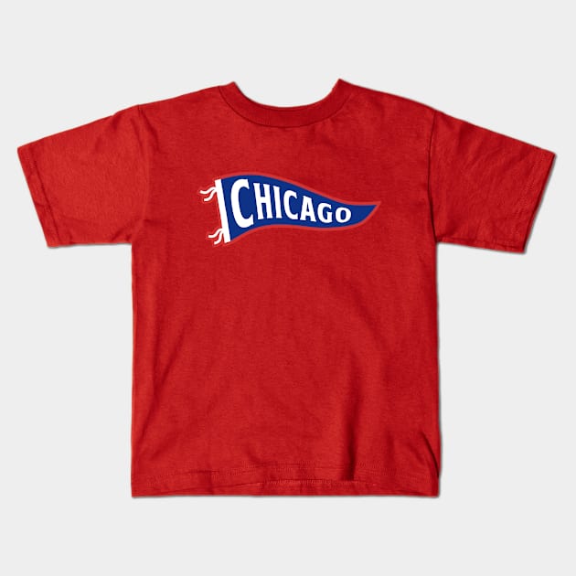 Chicago Pennant - Red Kids T-Shirt by KFig21